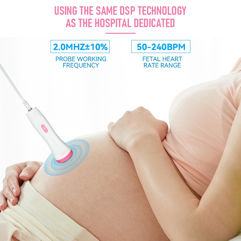 Doppler Fetal Heart Rate Monitor Home Pregnancy Baby Sound Heart Rate Detector LCD Display No Radiation Heart Rate Detection