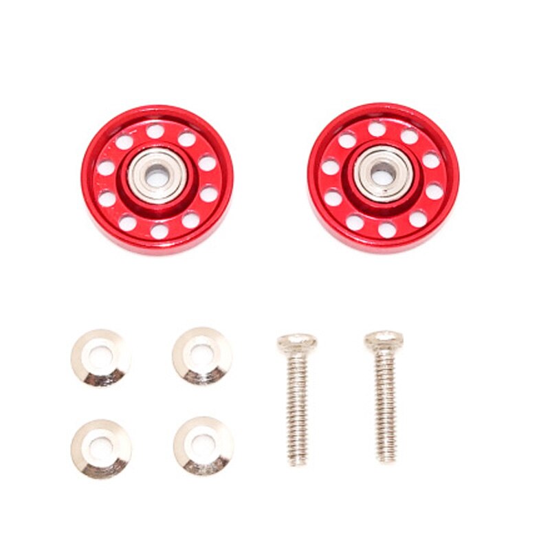 1 set of aluminium alloy 10 holes 13mm rollers for tamiya mini 4wd racing car 1/32 scale: red