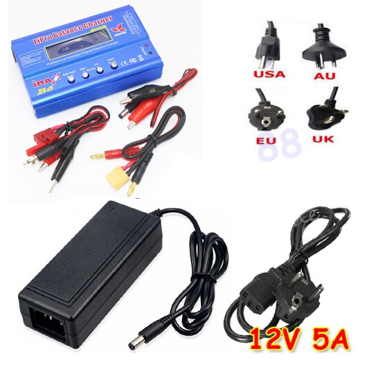 IMAX B6 Digitale RC Lipo NiMh Akku Gleichgewicht Ladegerät + AC Energie 12v 5A Adapter Tropfen: B6 XT60plug und adap