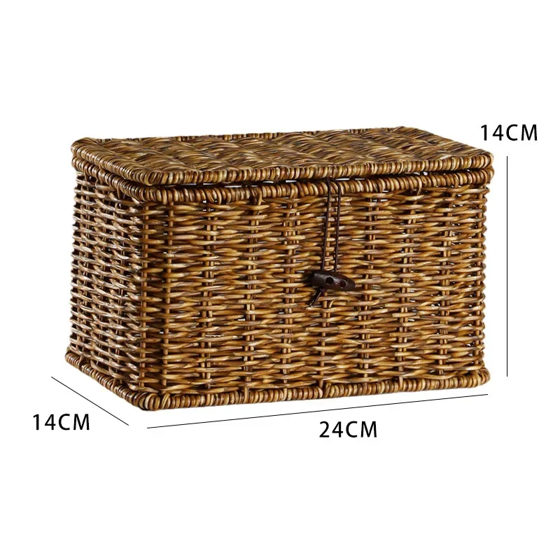 Large Storage Basket Rattan Woven Storage Box with Lid Stackable Sundries Basket Storage Organizer Toy Container Orgainzation: Blue