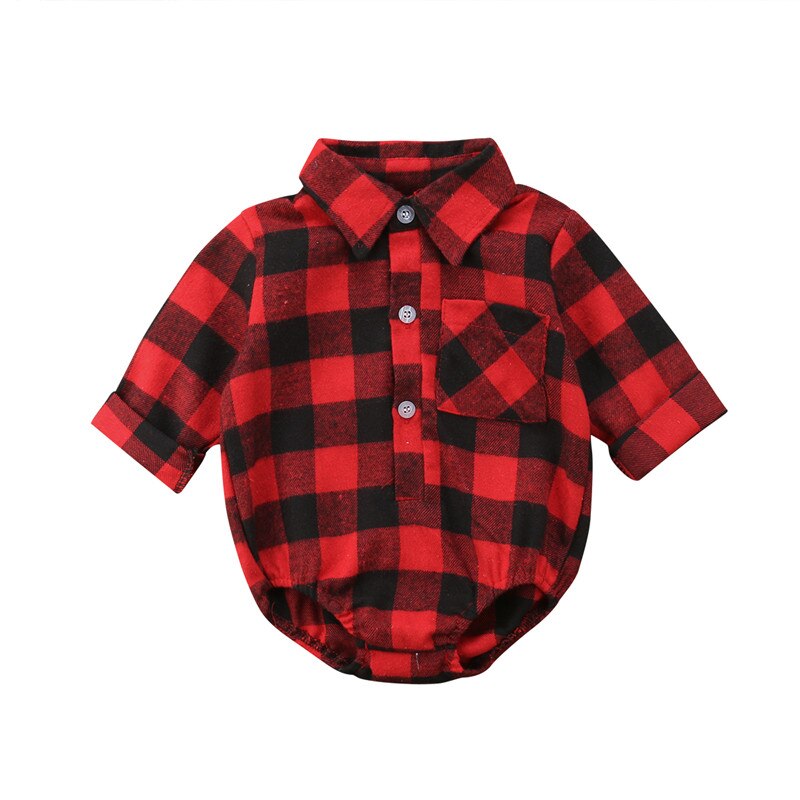 Xmas Elanden Bodysuit Baby meisje Jongen Kleding Lange Mouw Pak Pasgeboren Plaid Bodysuits Kerst Een Stuk Kleding: 9m