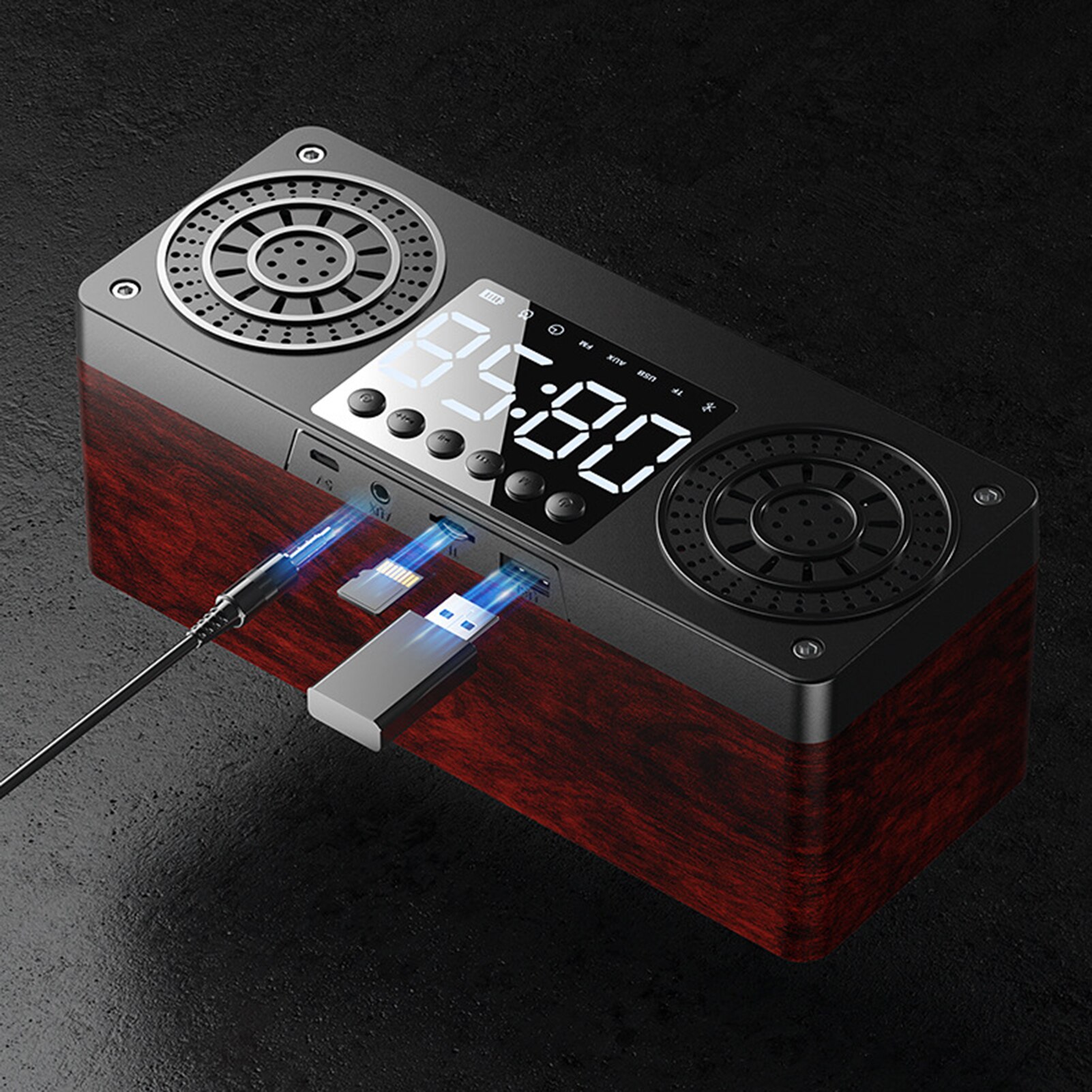 SALES！！ A10 Mini Wood Bluetooth Wireless FM Radio LCD Display Arlarm Clock Music Player