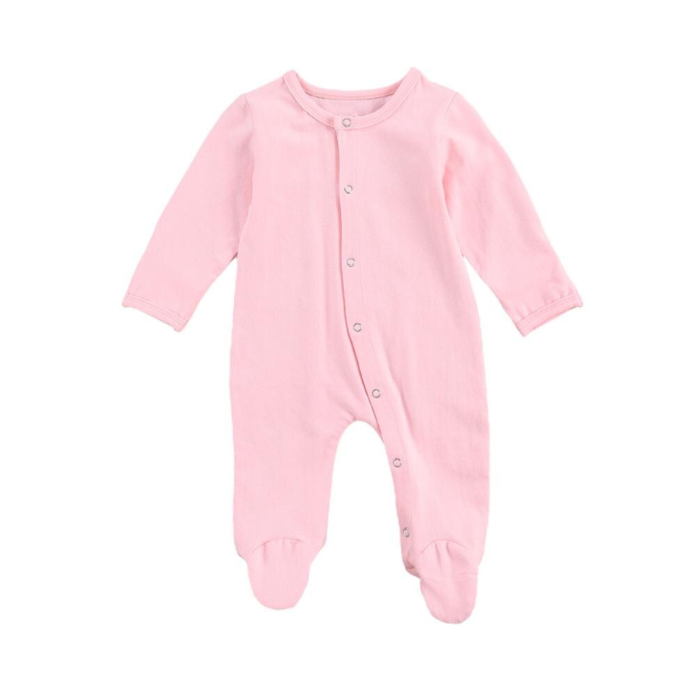 -né bébé garçon fille enveloppement pied barboteuse doux coton vêtements couleur unie à manches longues automne combinaison vêtements de nuit: A / 3M