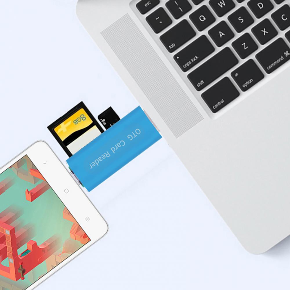 2 in 1 USB 2.0 Phone OTG Dual TF SD Card Reader Adapter for PC Computer Android
