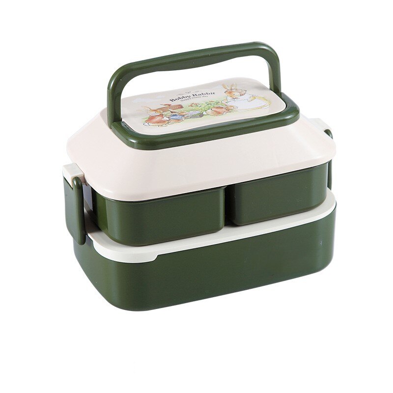 Bento Lunch Box Salad Container for Lunch 52/35oz BPA Free Leak Proof Salad Dressing Container Smart Lock Reusable Spork Spoon: green 1L