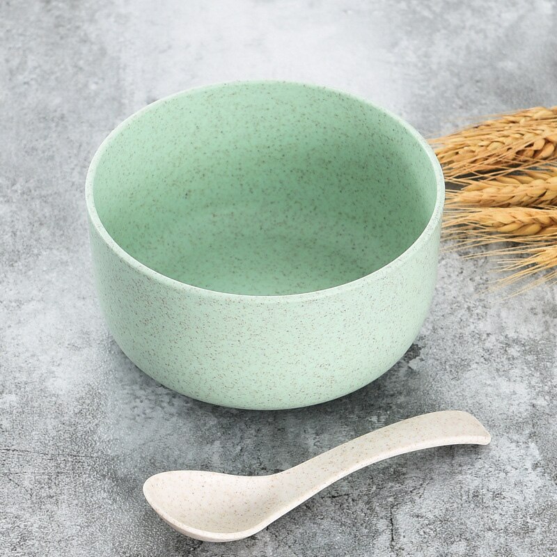 Tarwe Stro Kom Set Kinderen Servies Huishoudelijke Rijstkom Set Tarwe Servies Set Leuke Baby Kom: green