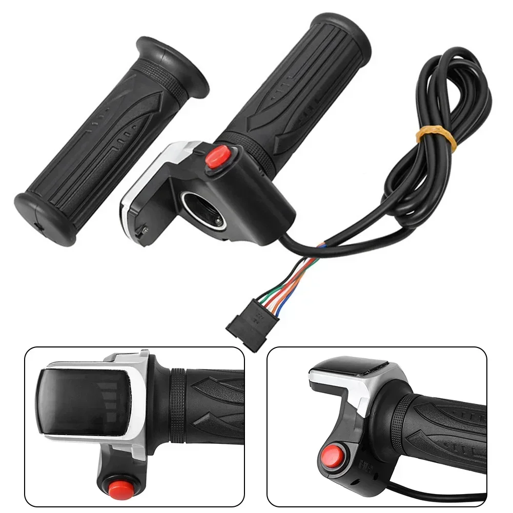 36V 6pin E-Bike Throttle Electric Scooter Accelerator Bicycle Grip Handlebar LED Display Throttle Electric Bike Replacement