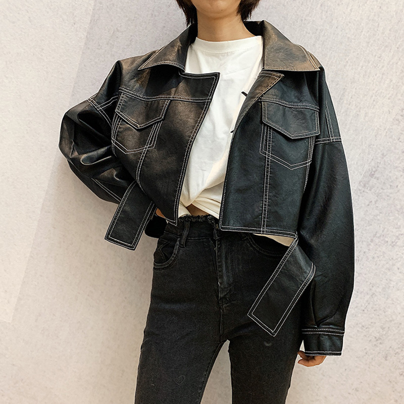 Oversized Coat Faux Leather Jacket Women Autumn Loose Motorcycle Biker Jackets Female Punk Streetwear Ladies Outwear