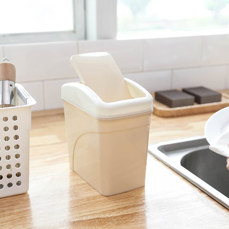 Home Storage Box Kitchen Cute Mini Waste Bin Office Bathroom Trash Can Desktop Garbage Box Table Dustbin Sundries Barrel Bins