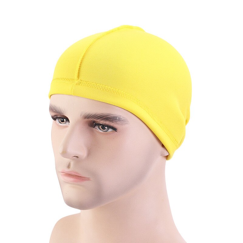 Unisex Solid Summer Satin Breathable Turban Hat Men Hip Hop Durags wave dome cap: Yellow