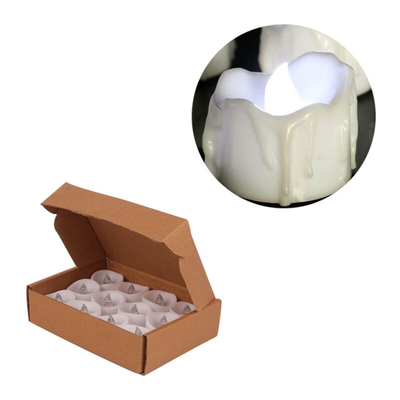 12 Packs Led Candle White Candle Light Lamp Battery Powered Home Wedding Birthday Party Decoration Lighting: C