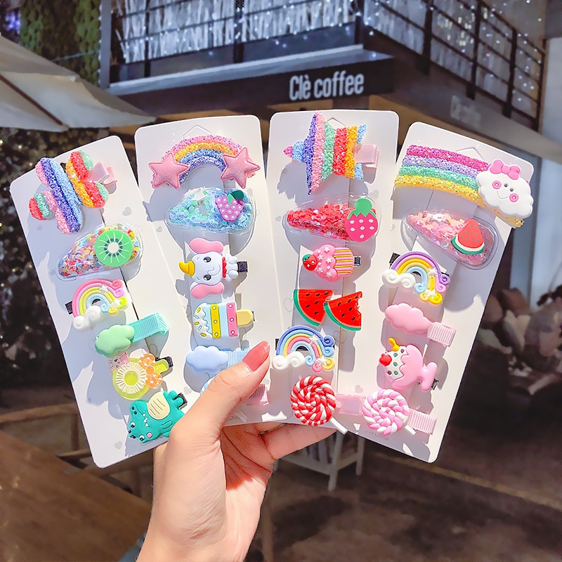 6 stuks/set meisjes schattige kleurrijke cartoon haarspelden kinderen zoete haarspeldjes haarspeldjes hoofdband kinderhaaraccessoires