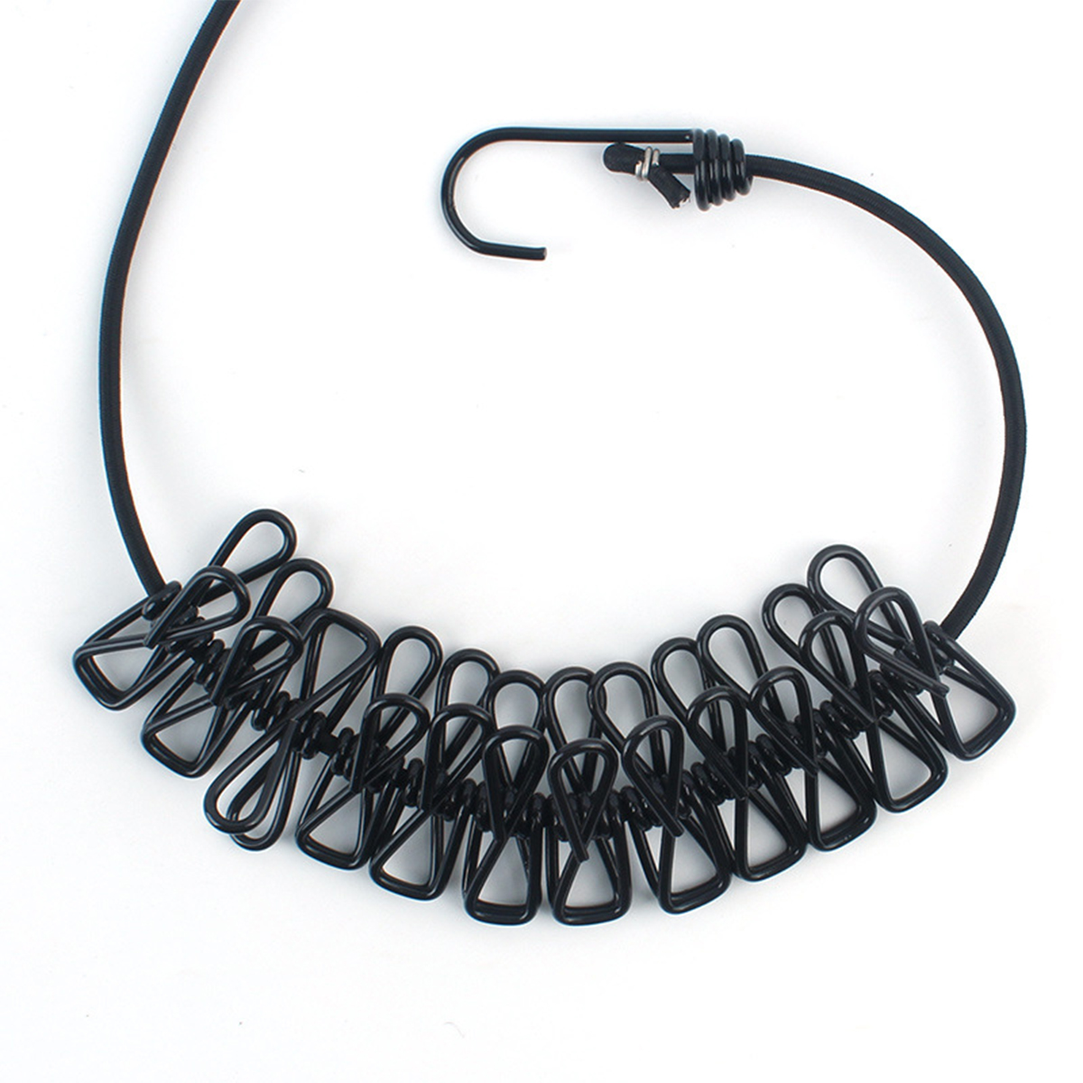 Tendedero ajustable retráctil de viaje portátil para acampar, con 12 Uds. De Clips, secado de ropa para exteriores e interiores, 1 ud.: Negro