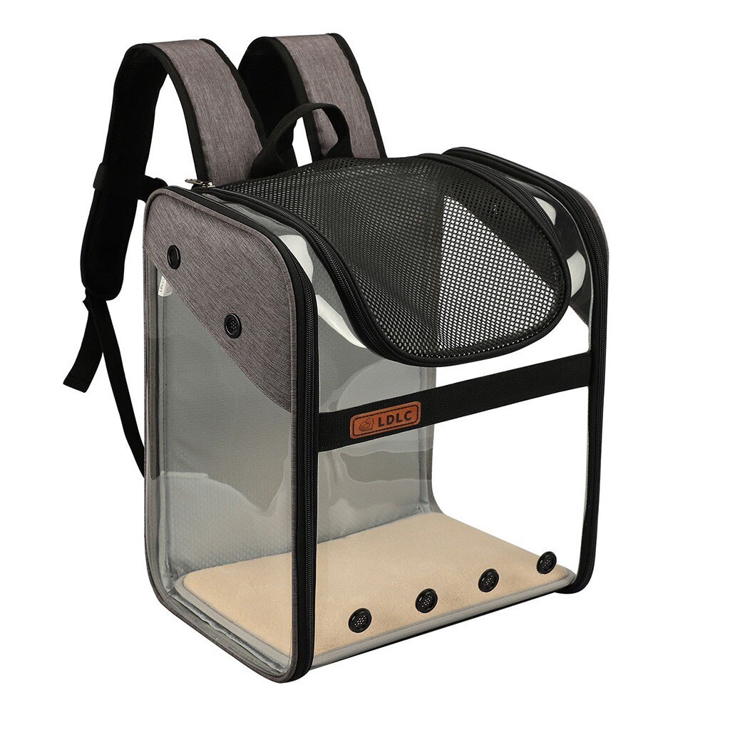 Nueva mochila transparente Visible para mascotas, mochila porta gato, mochila transpirable para viaje al aire libre para perros pequeños y gatos @ 40: Gris