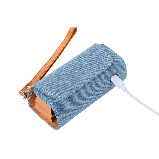 Funda de libro doble para Iqos 3,0 Duo, funda con bolsa, soporte, BILLETERA, Funda de cuero para Iqos 3, accesorios: light blue