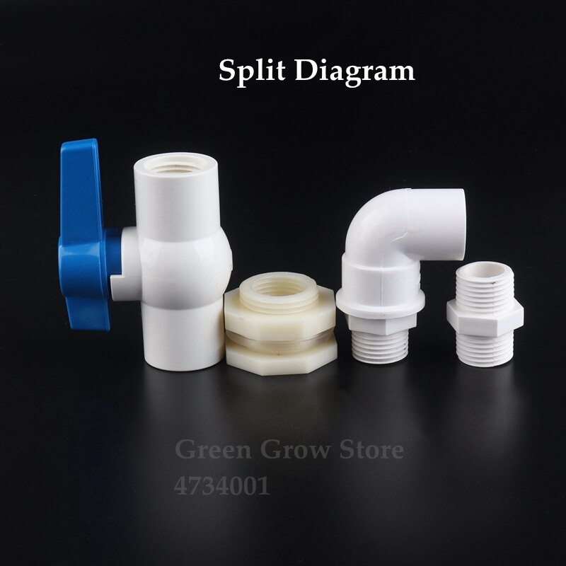 20 25 32 mm 1 / 2 "~ 1 " pvc watertankverbinding water zwembad aquariumverbinding doe-het-zelf combinatie pak watertank abs inlaat en uitlaat