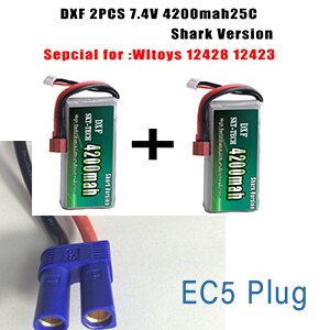 2PCS DXF RC Lipo Batterie 2s 7,4 V 2700mAh 4200mah 20C Max 40C Für Wltoys 12428 feiyue 03 JJRC Q39 upgrade teile