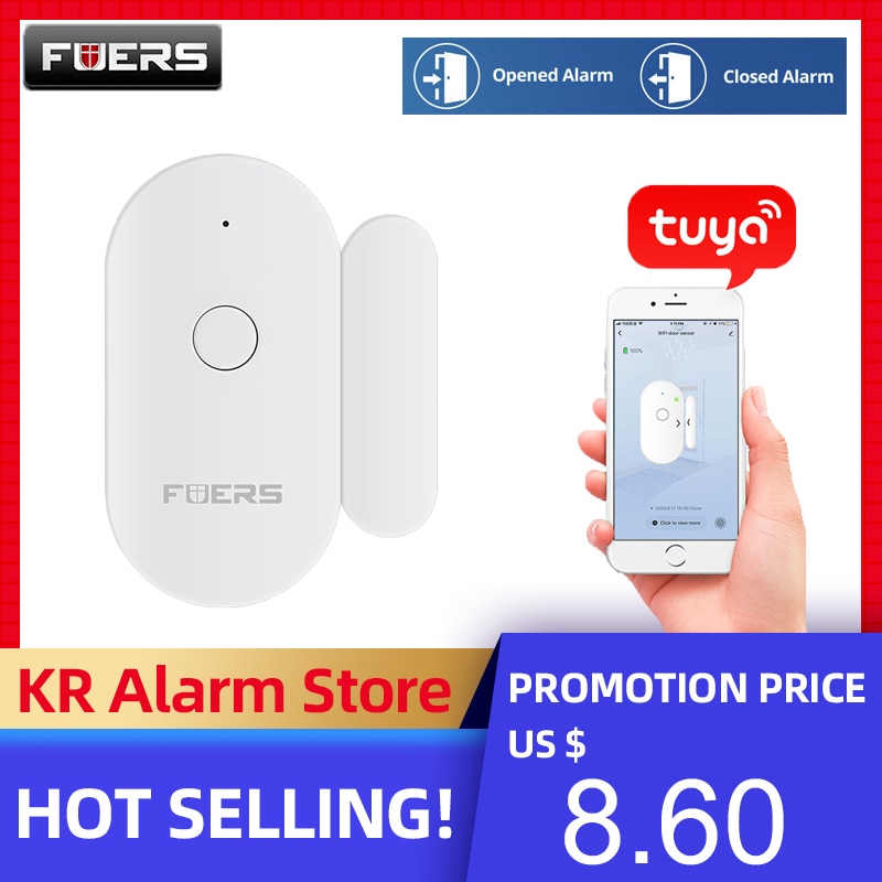 FUERS Wireless WiFi Mini Magnetic Sensor Tuya Smart APP Control Home Safety Protection 2.4GHz Smart Door Sensor