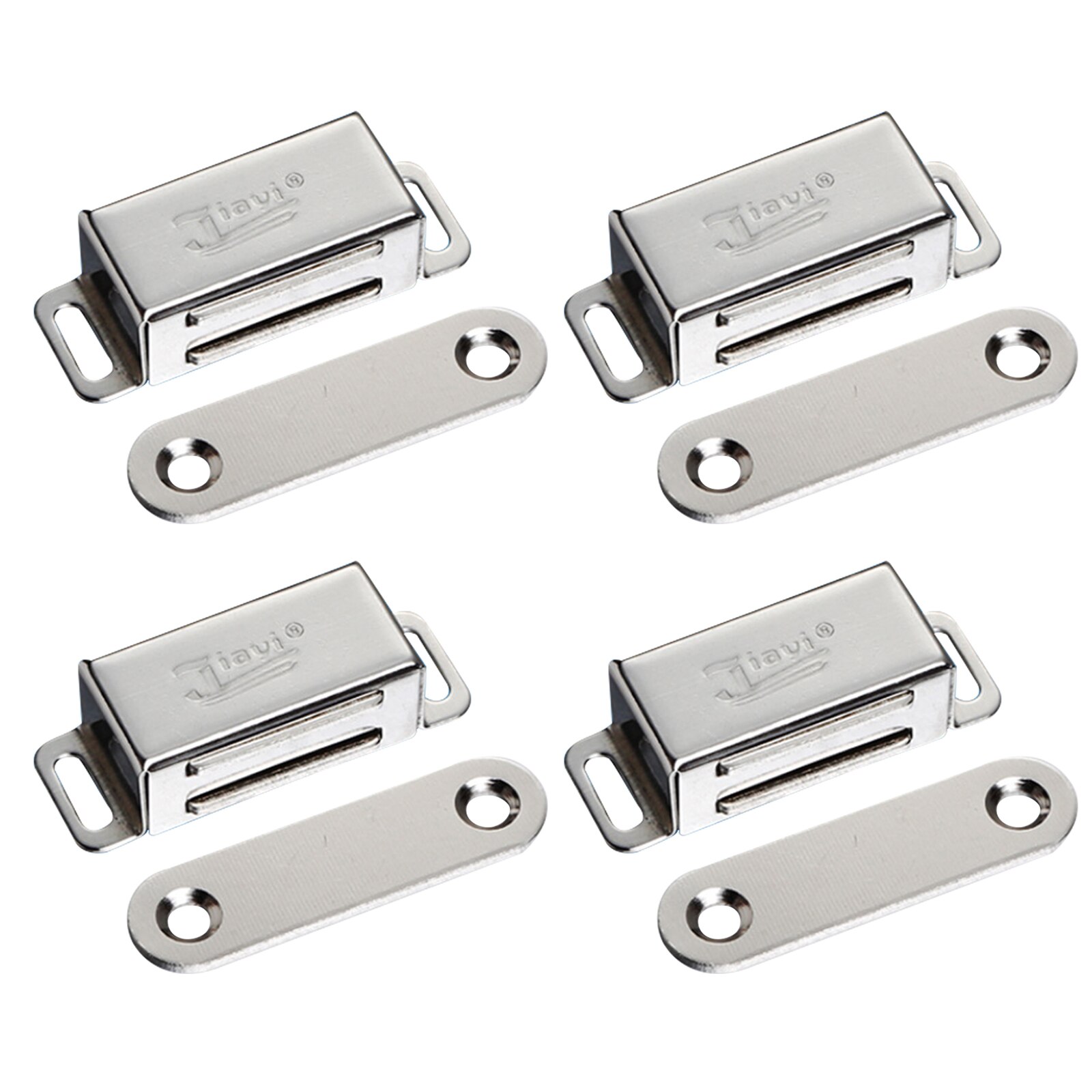 10Pcs Mini Stainless Steel Cabinet Magnetic Catch Lock Latch Door Shutter Stopper Damper for Home Kitchen Furniture Hardware: 4PCS