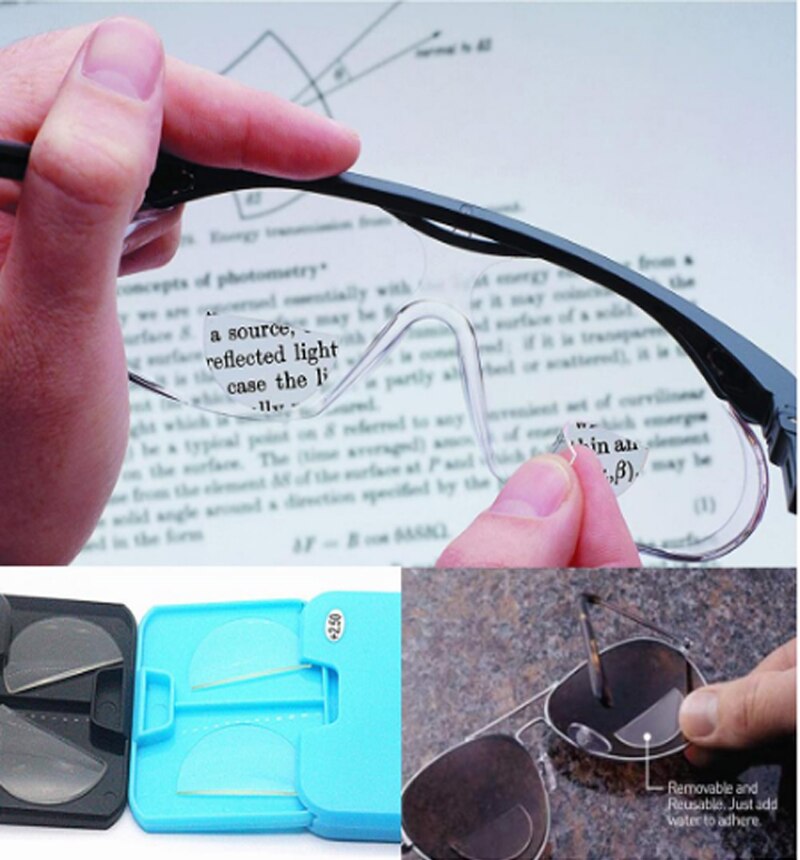 Lente de lectura Bifocal de silicona líquida, lupa de sol reutilizable, lente de lectura adhesiva, gafas para presbicia de rayos azules