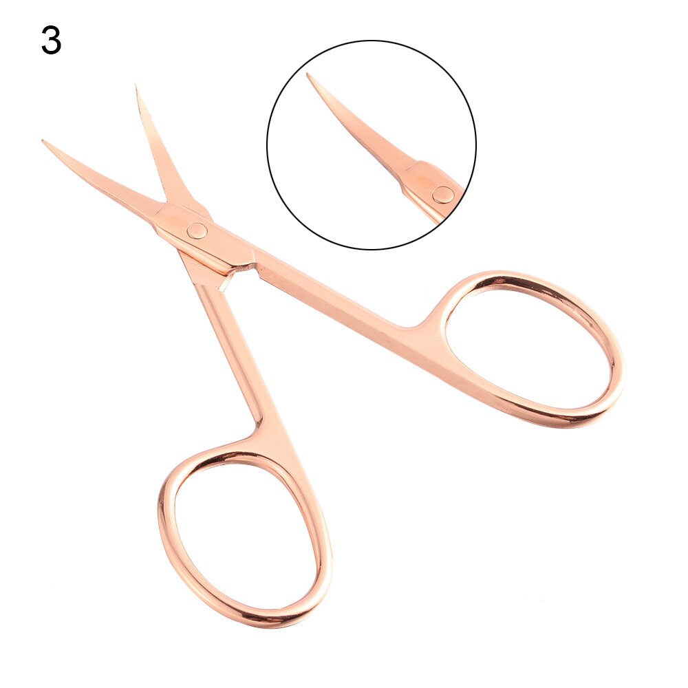 Tijeras de maquillaje de punta redonda de acero inoxidable, utensilio para recortar el pelo de las cejas, cuidado Personal, novedad, 1 ud.: 3
