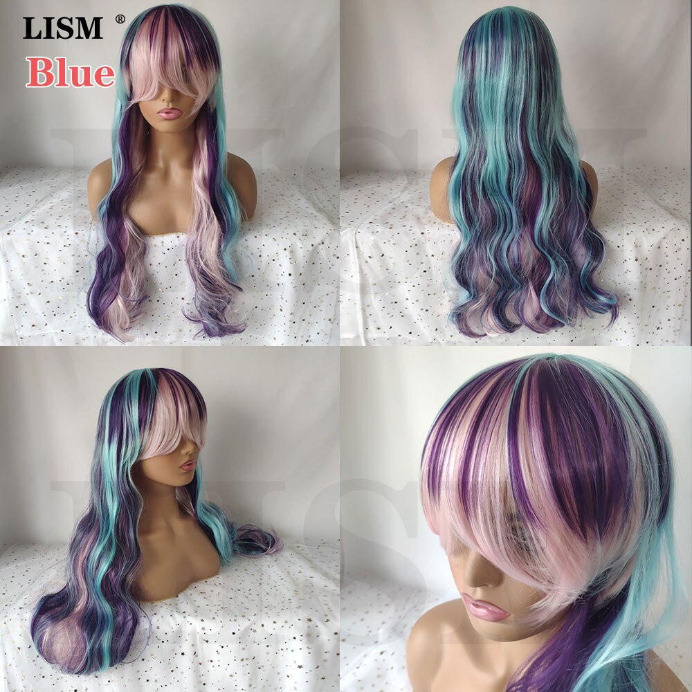 Perruque Lace Front Wig synthétique Naturelle pour femme | Perruque Naturelle Cosplay, Perruque Naturelle: Blue curls