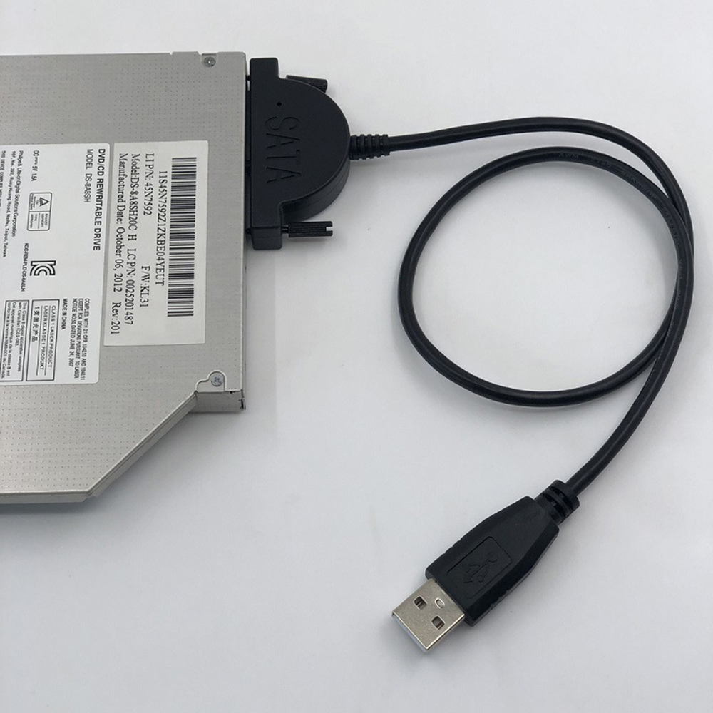 Adaptateur de câble noir USB 2.0 à 7 + 6 13Pin Mini SATA II pour ordinateur portable CD-ROM DVD-ROM pour HDD Caddy Slimline Drive indicateur LED