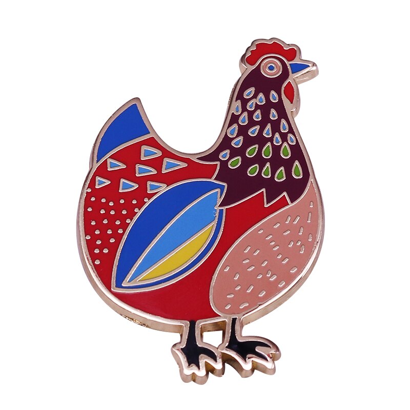 Galinha colorida frango lapela pino fazenda arte animal presente