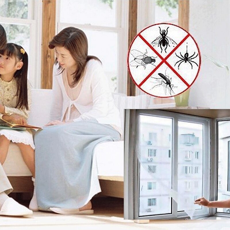 Window Mesh Mosquito Window Net Mesh Black & White Fly Curtains Net Curtain Protector Room DIY Self-adhesive