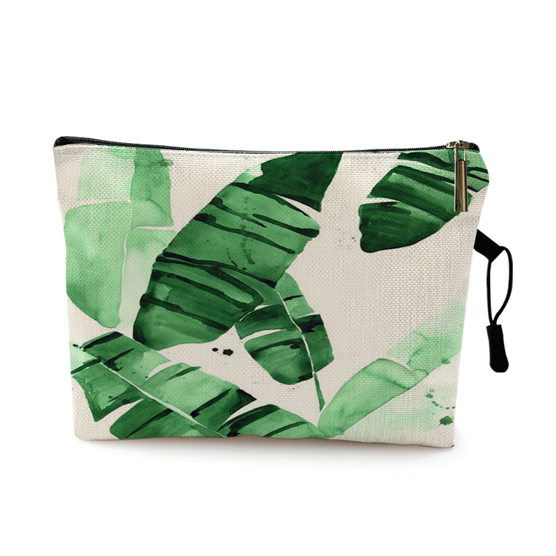 Borsa da toilette da viaggio per donna organizza foglie di piante verdi tropicali stampa borsa cosmetica borsa da trucco portatile per signora borsa per lavaggio: Pattern 5