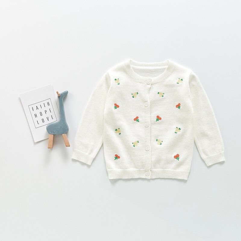 MILANCEL Herbst Neue Baby Kleidung Stickerei Mädchen zur Seite fahren Langarm Kleinkind Spitzen Lässige Kleinkind Abschläge: Weiß / 3-6M