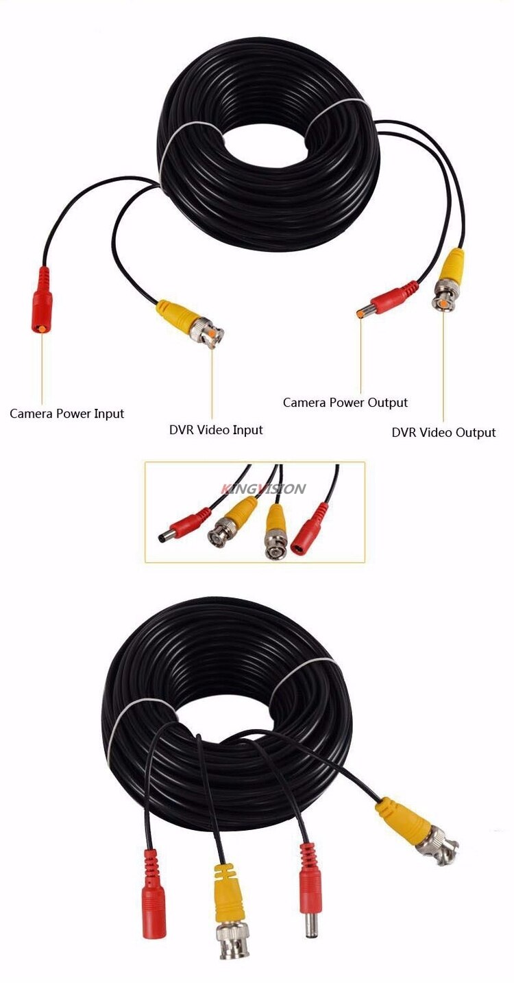 ALL Copper AHD CCTV CABLE 5m 10m 15m 20m 30m 50m Video+Power HD Extend Wires Extension extension With BNC+DC 2in1