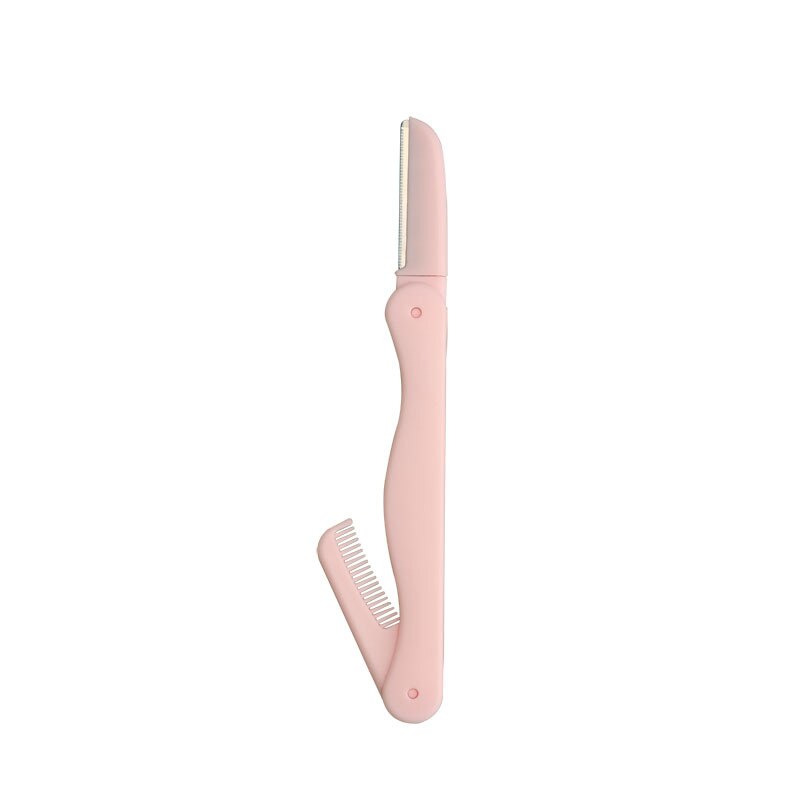 Draagbare Wenkbrauw Trimmer Met Kam Multifunctionele Opvouwbare Wenkbrauw Trimmer Scheermesjes Scheerapparaat Voor Vrouwen Makeup Tools: pink