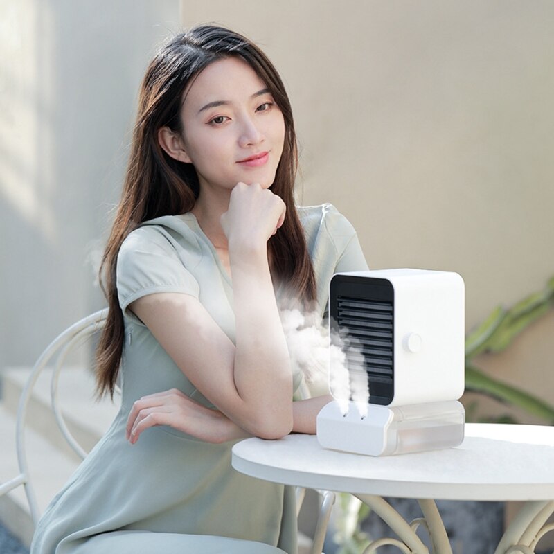 Portable Cooling Fan Personal Space Rapid Refrigeration Air Cooler Misting Timing Low Noise Mute Fan for Home Office