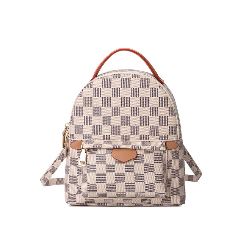 Simple Plaid sac à dos femme décontracté voyage sac à dos dames sac personnalité petit sac d'école femmes sac: Beige plaid large