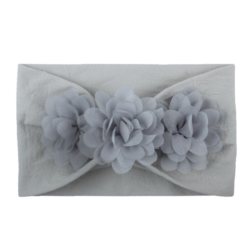 Lace Flower Baby Hoofdbanden Voor Meisjes Elastische Hoofd Wraps Effen Head Band Haar Boog Zuigelingen Pasgeboren Haar Accessoires Foto prop: Gray