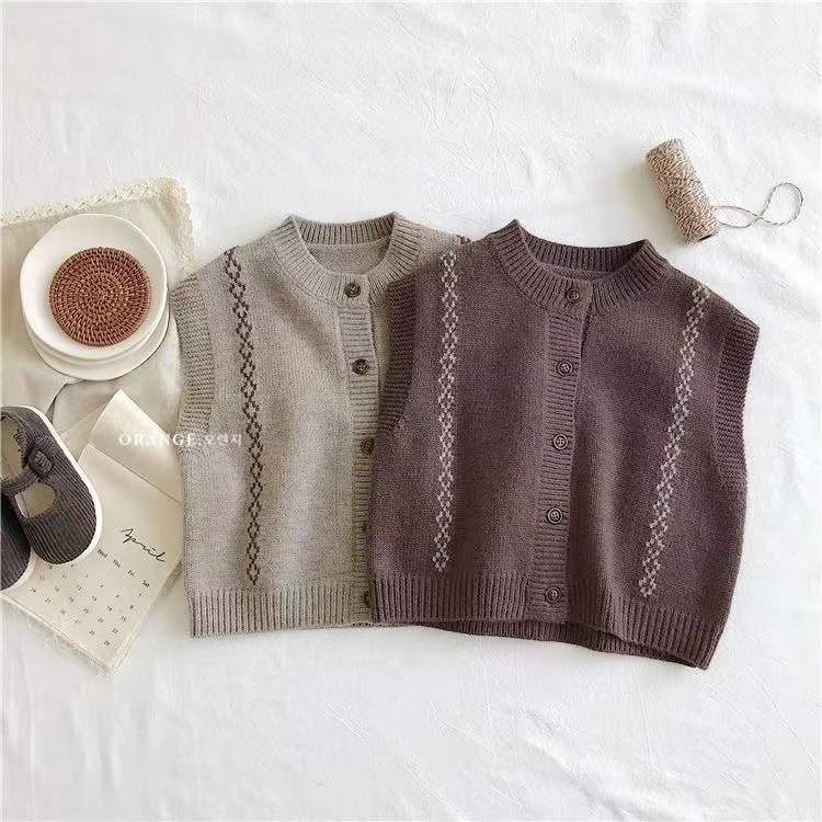 Kinderen Vest Gebreide Trui Jacquard Weave Baby Jongens Kleding Katoen Vest Mouwloze Jas Meisjes Toevallige Gebreide Bovenkleding