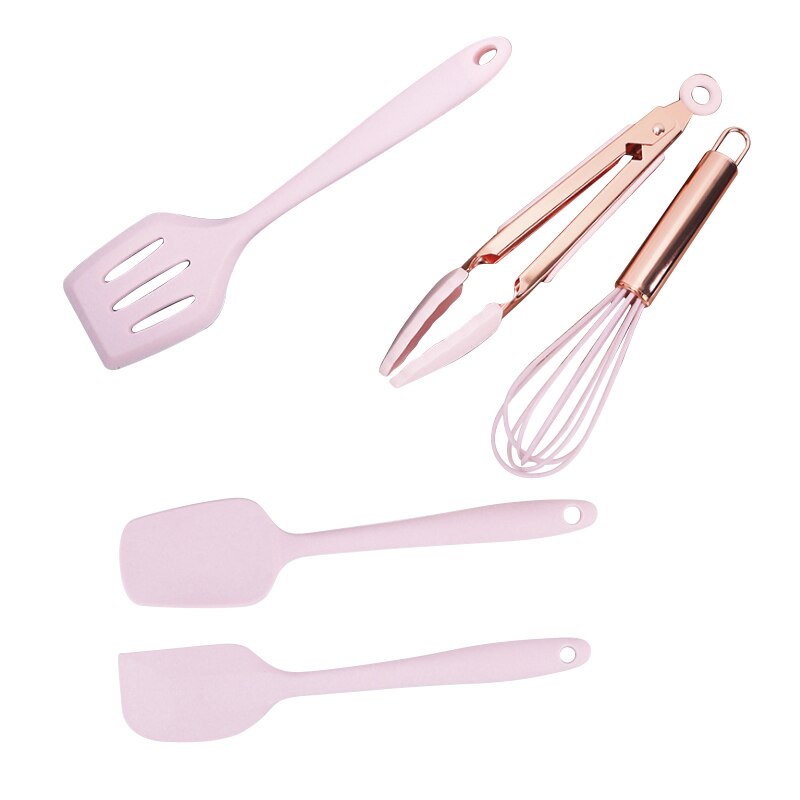 5pcs/set Food Grade Mini Kids Silicone Bakeware Set Rose Gold Kitchen Baking Tools