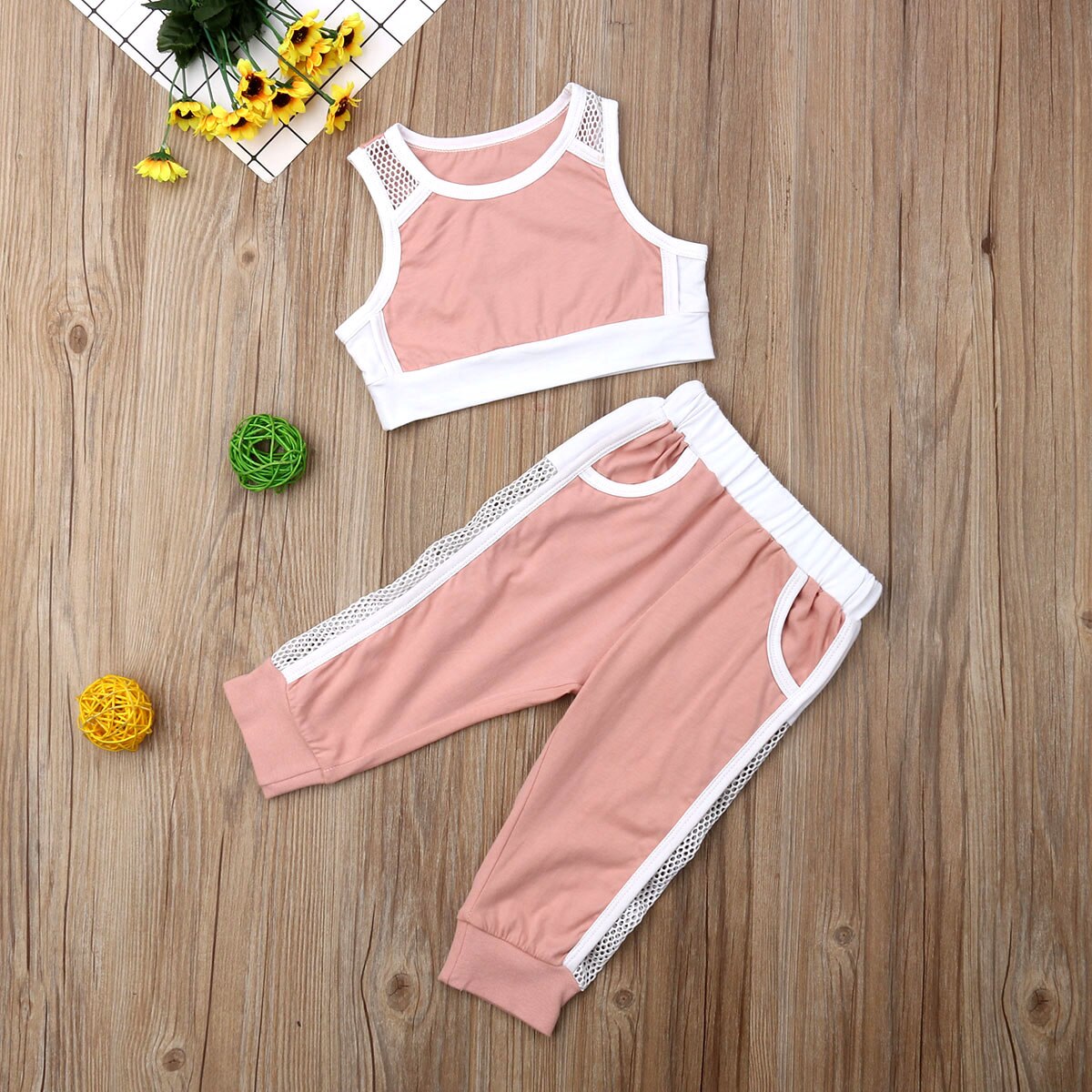 Sommer toddler piger tøj sæt sport vest tank tops + lange bukser outfits sæt træningsdragt
