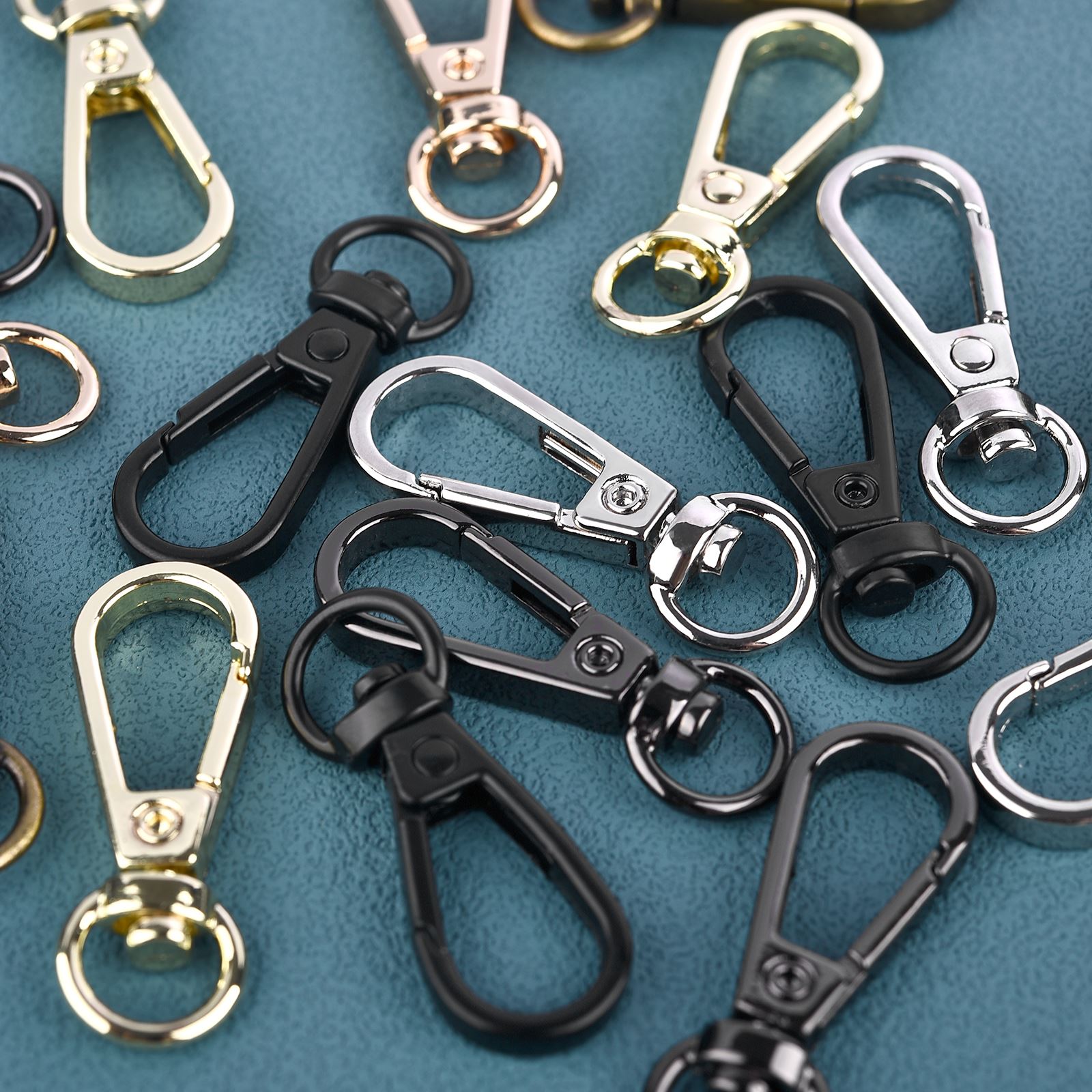 impostato di 5 chiusure girevoli con moschettoni per cordino con anelli portachiavi Ganci per clip portachiavi per catena braccialetto collana fai da te