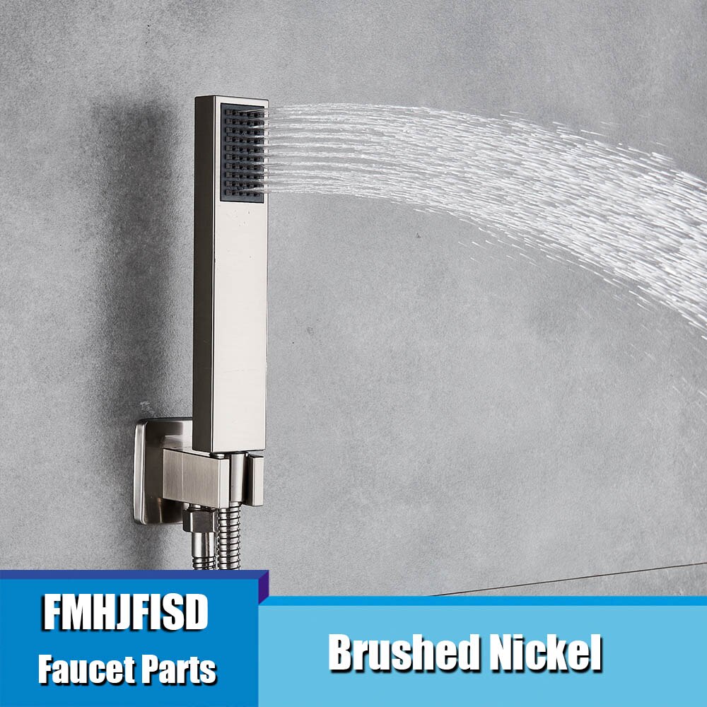 Universal Bathroom Handheld Shower Golden Water Saving Rectangle HandShower Head: Nickel