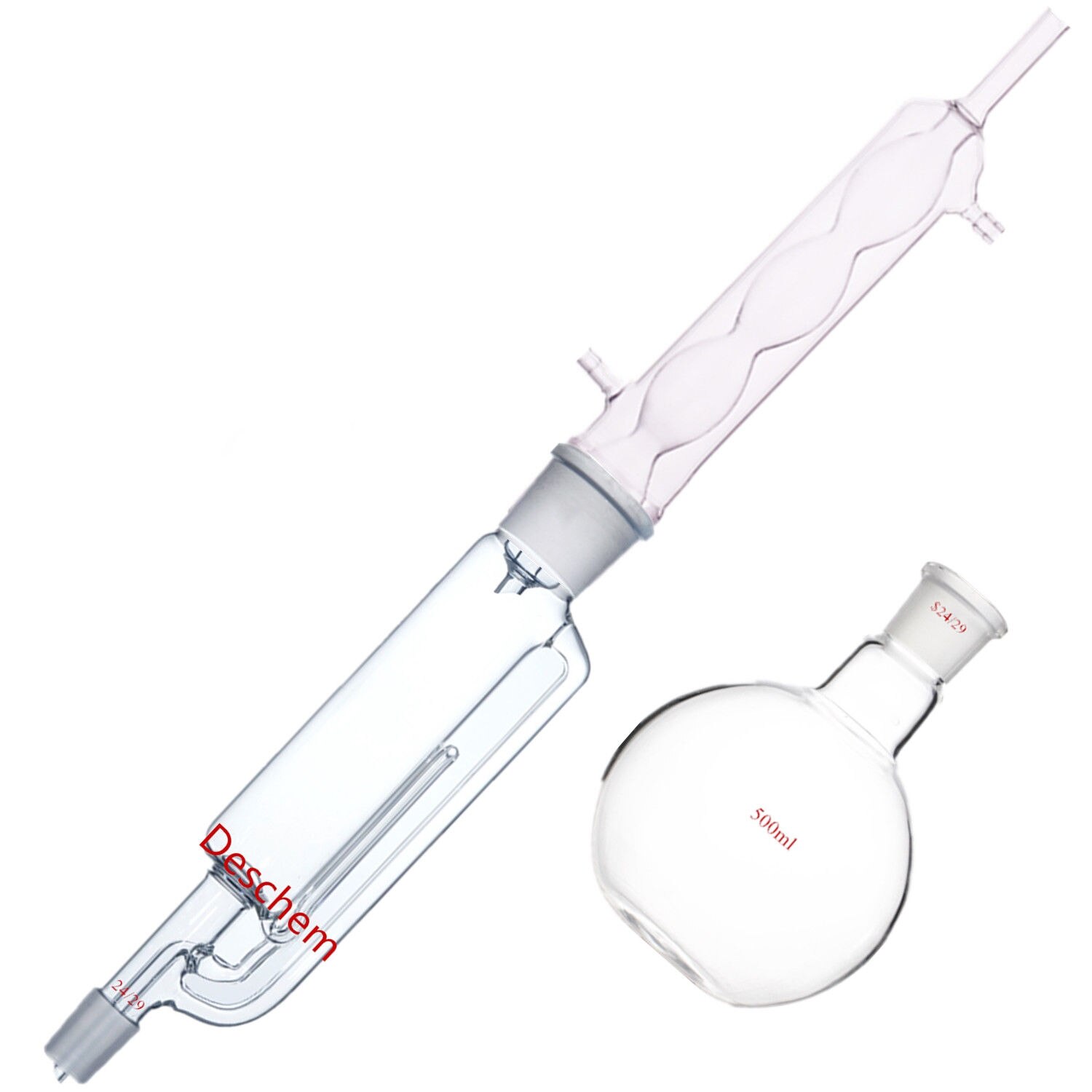 500ml 24/29 Lab Glass Soxhlet Extractor Body W/Allihn Condenser,Include 1 Flask