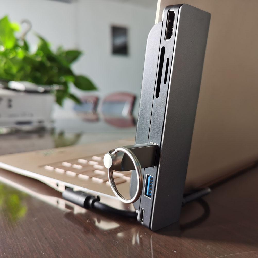 6-em-1 tipo-c hub 4k docking station hdmi-compatível usb3.0 usb2.0 pd tf slot para cartão sd slot para cartão portátil docking station adaptador