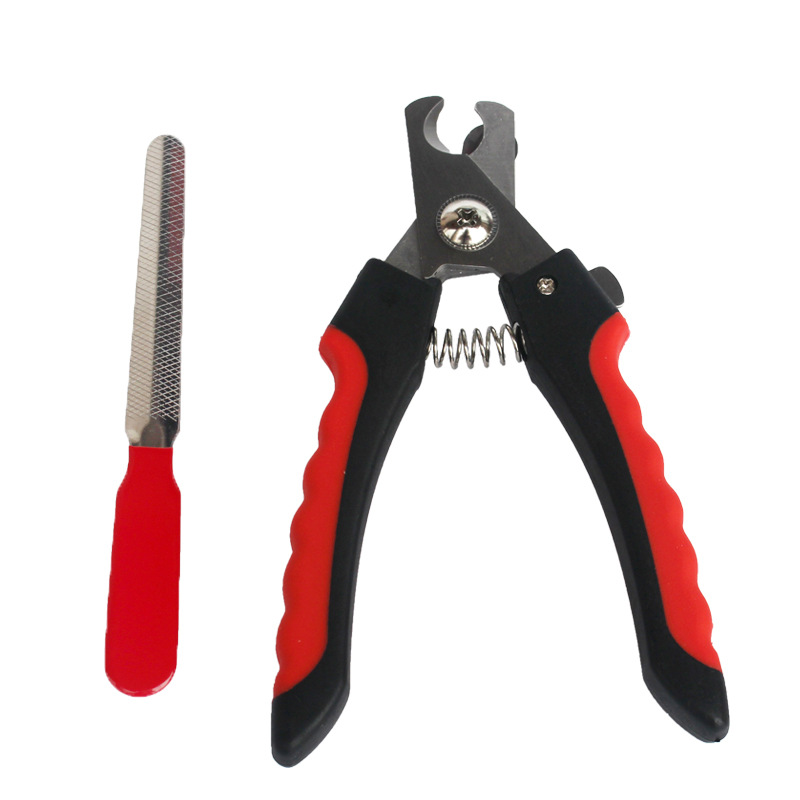 Dog Cat Pet Nail Safety Cutter Tool Claws Scissor Cut Product Stainless Steel Pet Dog Cat Nail Toe File Trimmer Clipper: Red / 12cm