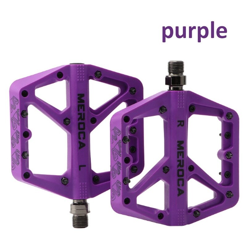 MEROCA MTB Pedal Seal bearing Platform pedals Nylon 9/16" Universal pedal Ultralight Non-slip Mountain Bike Parts 1Pair: 1 pair purple