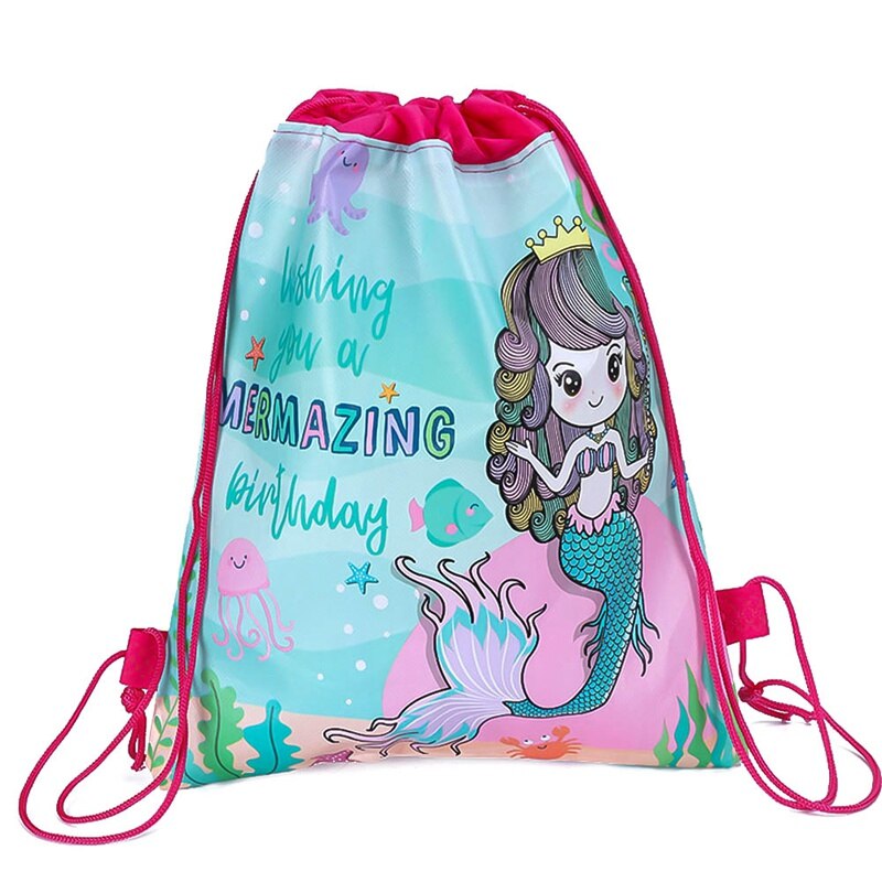 Offre spéciale sac de cordon de sirène pour les filles voyage paquet de rangement bande dessinée école sacs à dos enfants directe de couleur aléatoire