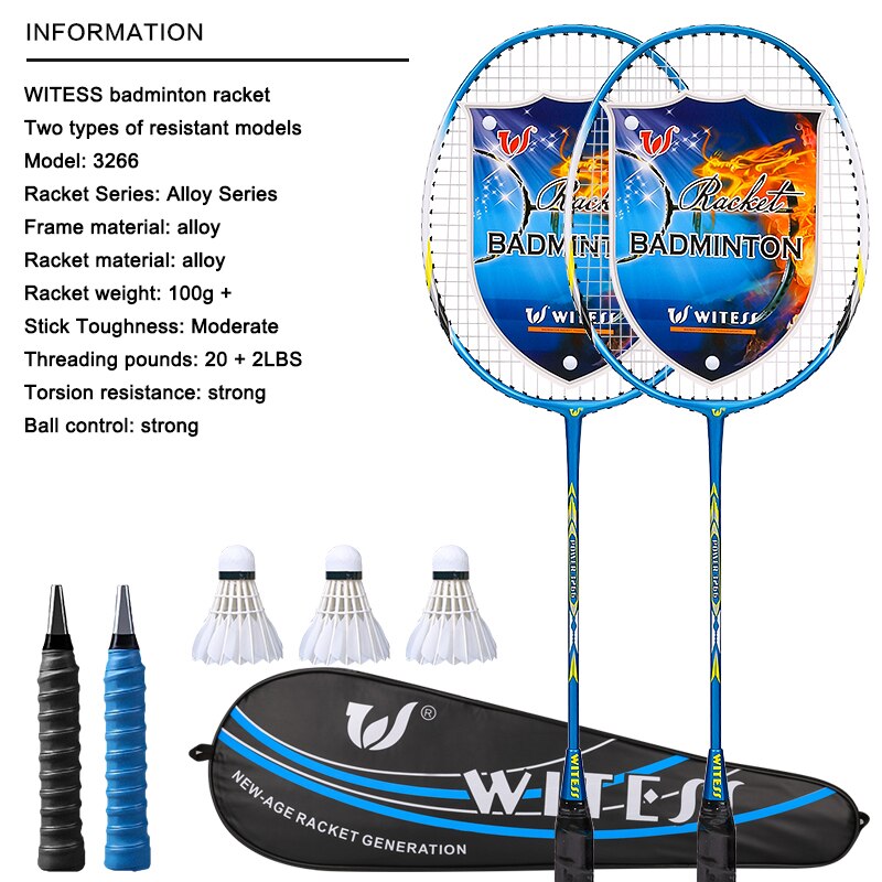 WITESS badminton racket single and double racket adult men women offensive durable children's junior high school student suit: Pink