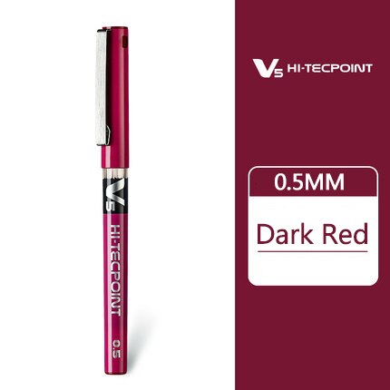 6/12 Uds piloto BX-V5 aguja completa recta bolígrafo líquido BX-V5 0,5mm gel bolígrafo multicolor de gran capacidad: Borgoña / 12pieces