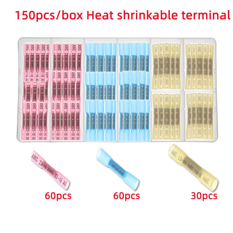 Heat shrinkable connector waterproof wire connector and heat shrinkable sheath connector-wire connector with wire stripper: 150pcs-BHT box