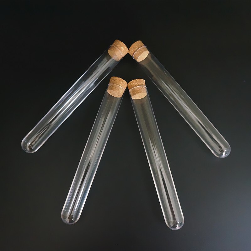 20pcs/lot 20x150mm Plastic Test Tubes With Cork Stopper For Kind Laboratory Experiments And Tests